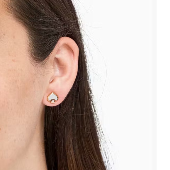 KATE SPADE • White Everyday Spade Enamel Earrings - Picture 2 of 4